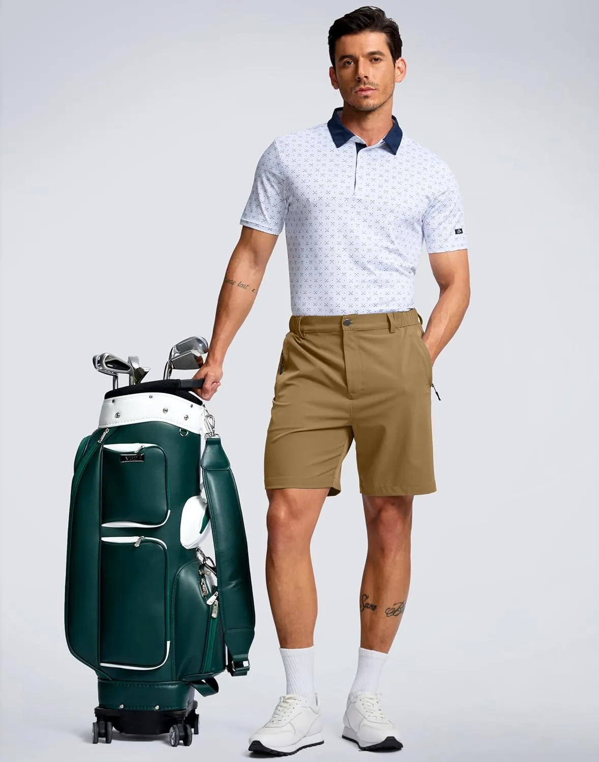 G Gradual Men's Hiking Shorts 7" Lightewight Casual Shorts for Men Quick Dry Stretch Golf Shorts with 3 Zipper Pockets Summer