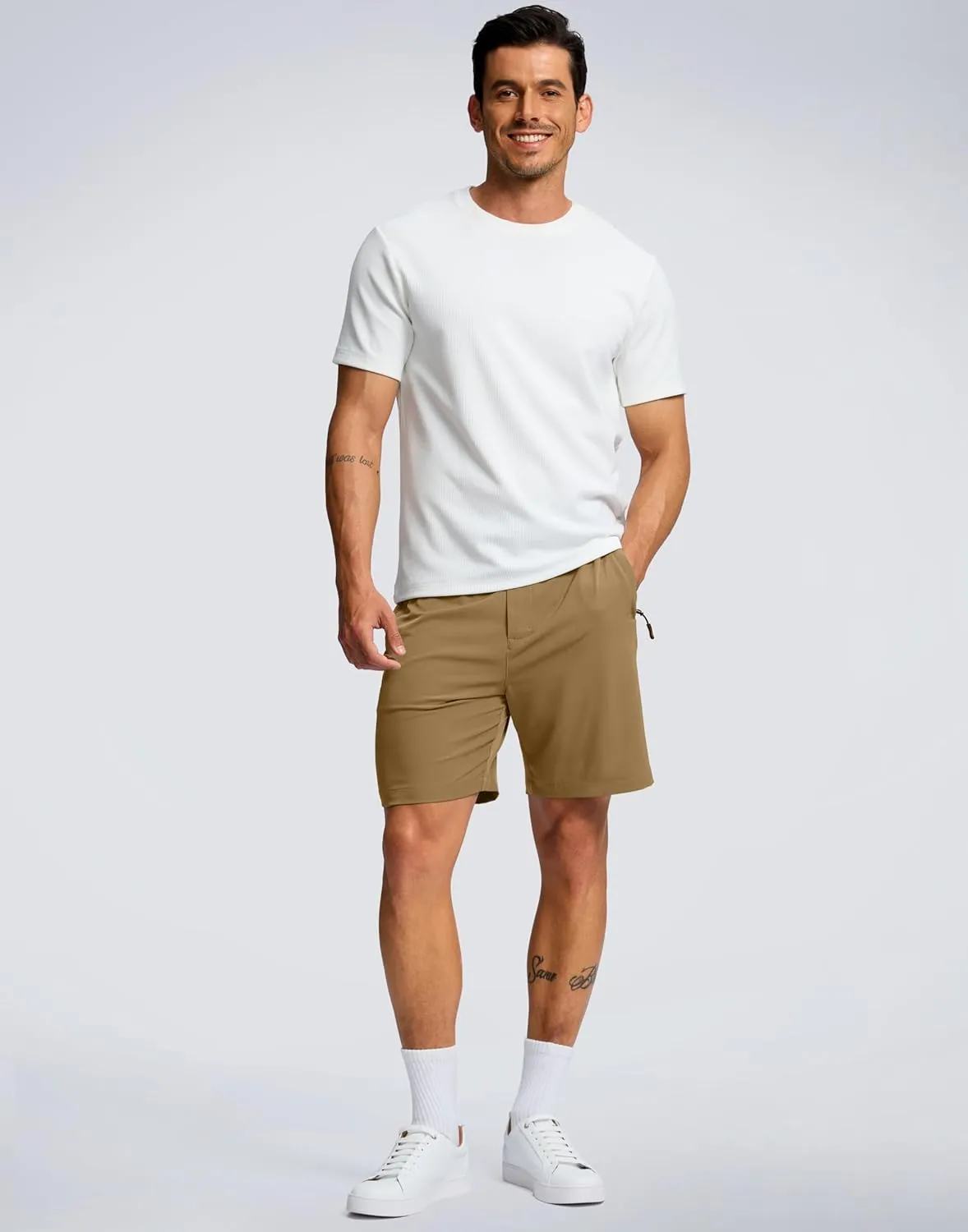 G Gradual Men's Hiking Shorts 7" Lightewight Casual Shorts for Men Quick Dry Stretch Golf Shorts with 3 Zipper Pockets Summer