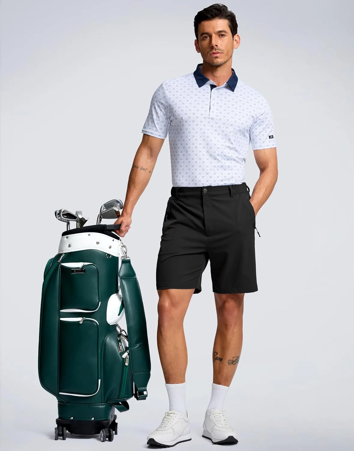 G Gradual Men's Hiking Shorts 7" Lightewight Casual Shorts for Men Quick Dry Stretch Golf Shorts with 3 Zipper Pockets Summer