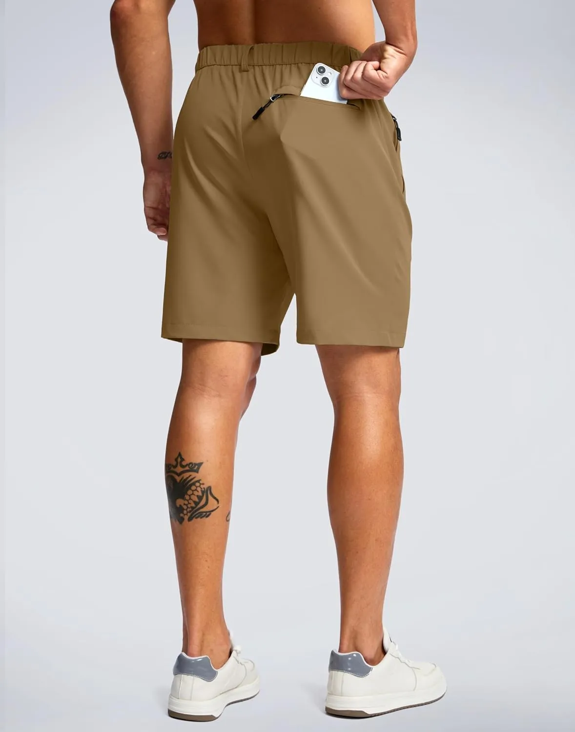 G Gradual Men's Hiking Shorts 7" Lightewight Casual Shorts for Men Quick Dry Stretch Golf Shorts with 3 Zipper Pockets Summer