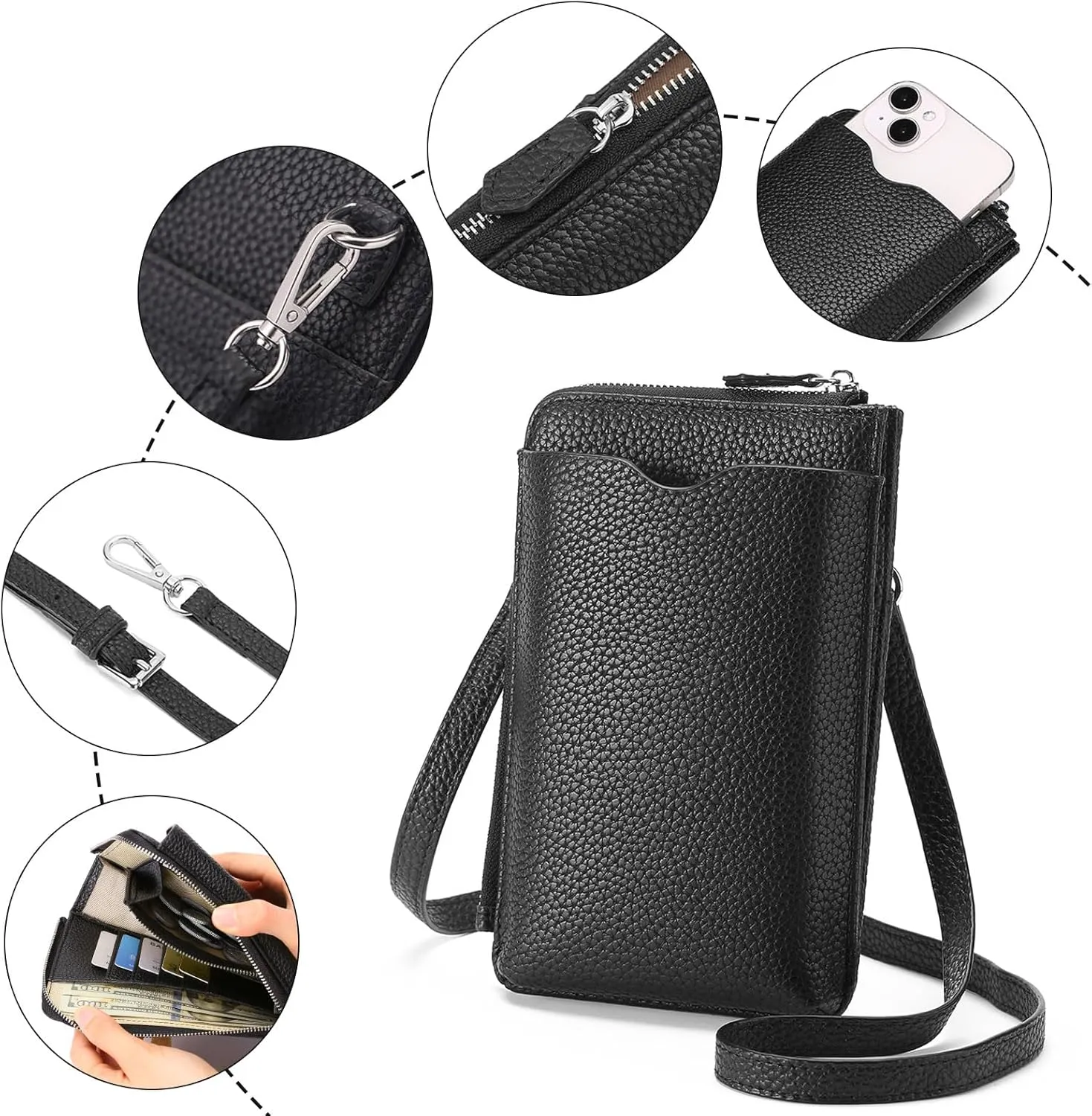 GAEKEAO Small Crossbody Bags for Women Leather Cell Phone Purse Bag Wallet with RFID Blocking Credit Card Slots