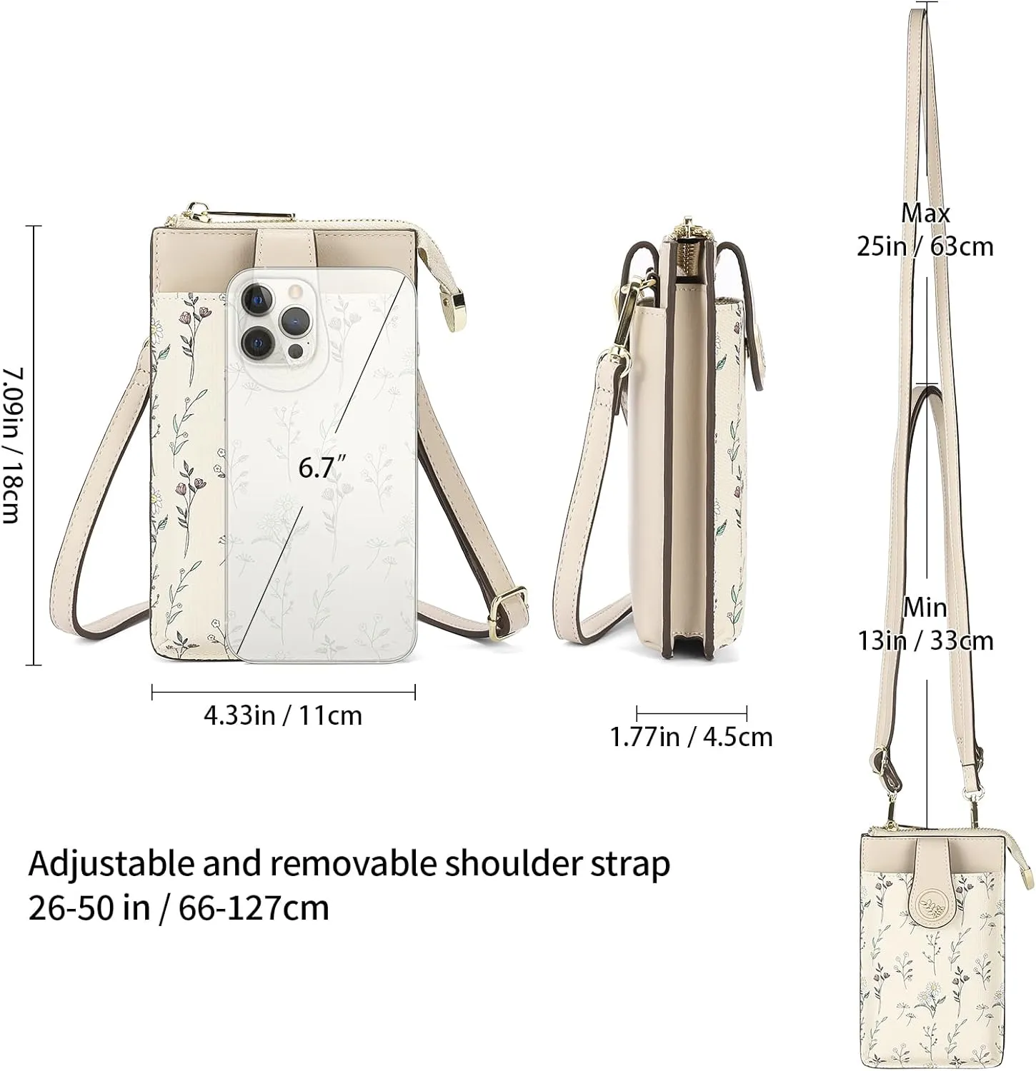 GAEKEAO Small Crossbody Bags for Women Leather Cell Phone Purse Bag Wallet with RFID Blocking Credit Card Slots