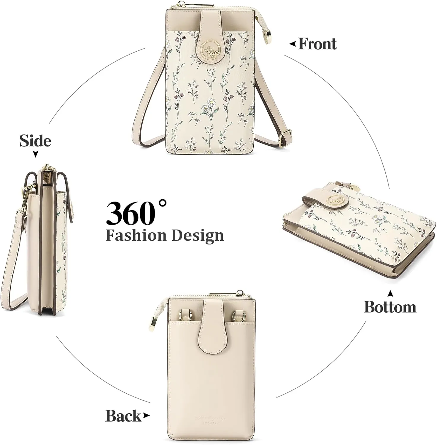 GAEKEAO Small Crossbody Bags for Women Leather Cell Phone Purse Bag Wallet with RFID Blocking Credit Card Slots