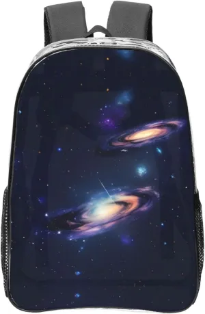 Galaxy in The Universe Print Backpack PVC Clear Bag Large Capacity Reinforced Straps Travel Work Daily Use
