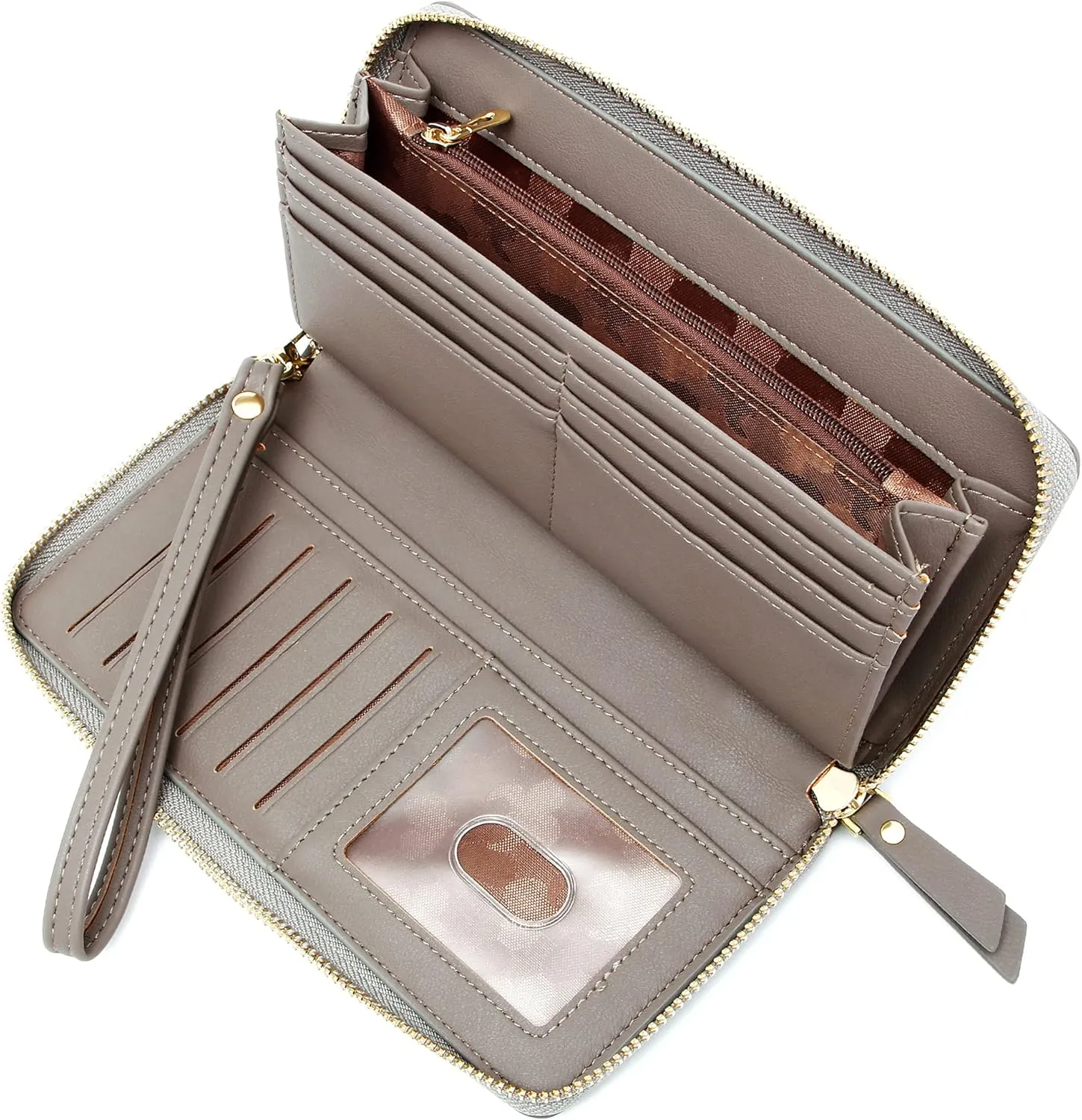 GEEAD Wristlet Wallets for Women PU Leather RFID Blocking Zip Around Long Phone Clutch Wallet