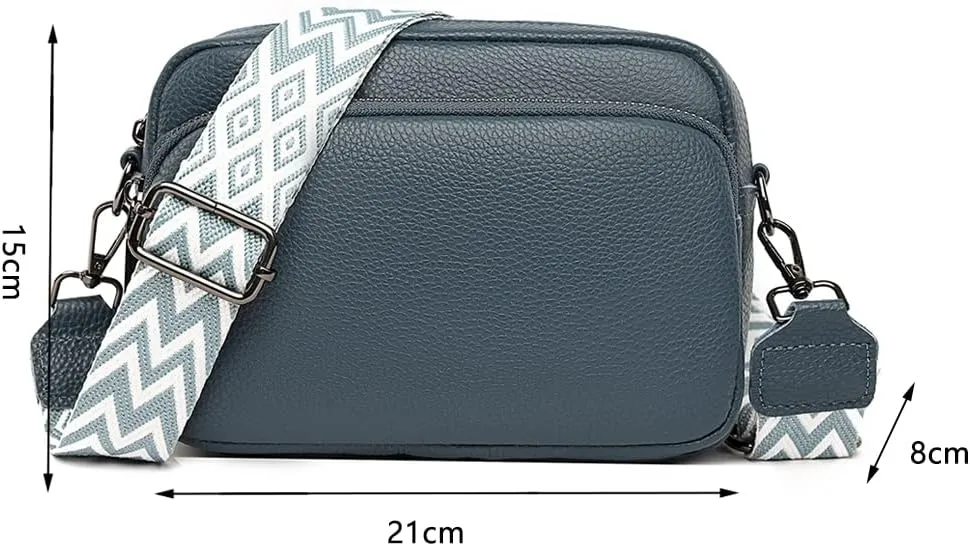 Genuine Leather Crossbody Bag for Women, Shoulder Bag with Adjustable Wide Strap Casual Ladies Handbag