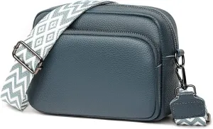 Genuine Leather Crossbody Bag for Women, Shoulder Bag with Adjustable Wide Strap Casual Ladies Handbag