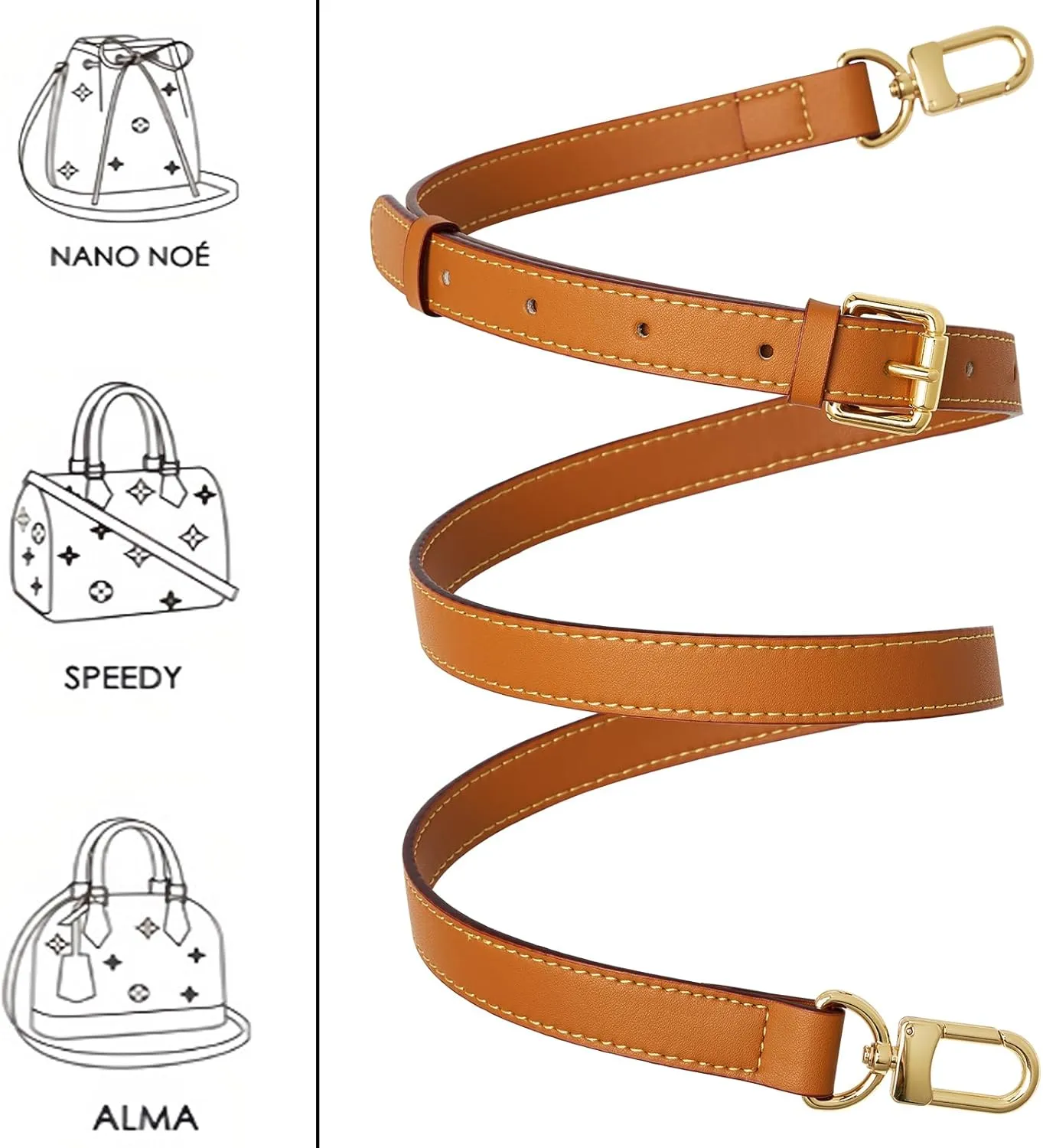 Genuine Vachetta Leather Crossbody Strap Genuine Leather Adjustable Replacement Strap for Shoulder Bag Handbag Purse
