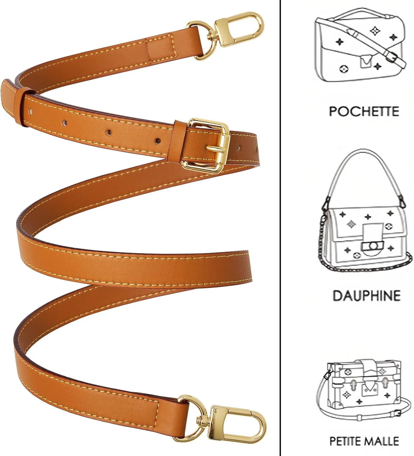 Genuine Vachetta Leather Crossbody Strap Genuine Leather Adjustable Replacement Strap for Shoulder Bag Handbag Purse