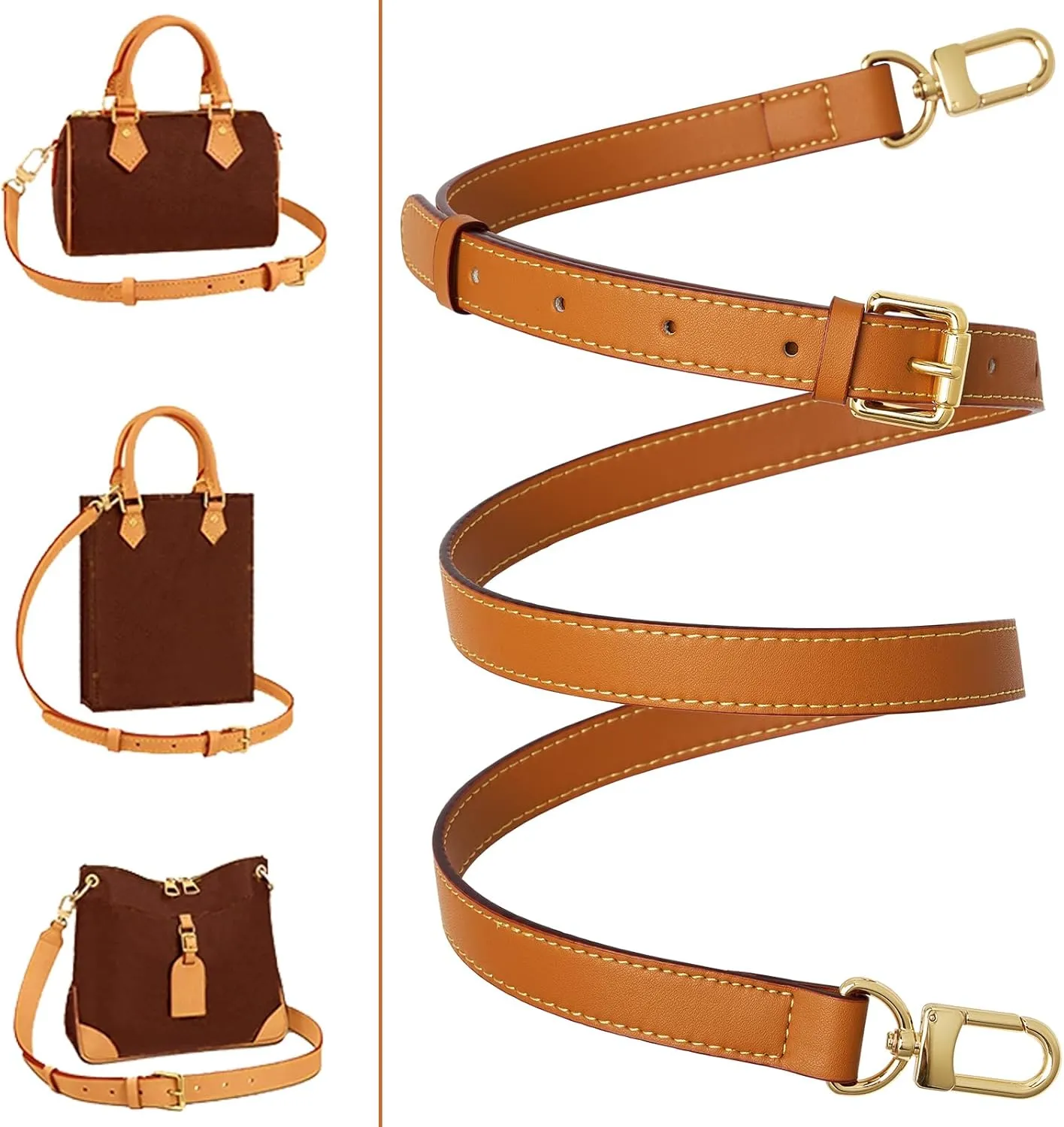 Genuine Vachetta Leather Crossbody Strap Genuine Leather Adjustable Replacement Strap for Shoulder Bag Handbag Purse
