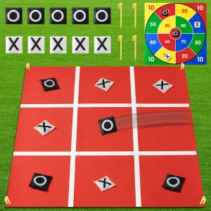 Giant Tic Tac Toe Bean Bag Toss Easter Outdoor Games for Kids Adults Double-Sided Family Nights Camping Backyard Lawn Indoor Games Toss Across 10 Bean Bags
