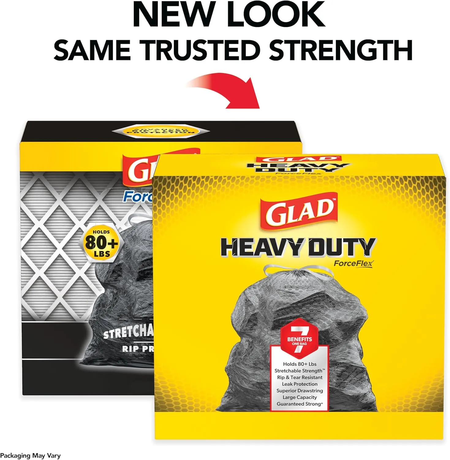 Glad ForceFlex Heavy Duty Large Drawstring Trash Bags, Hold 80  lb, 30 Gal, 50 Ct (Package May Vary)