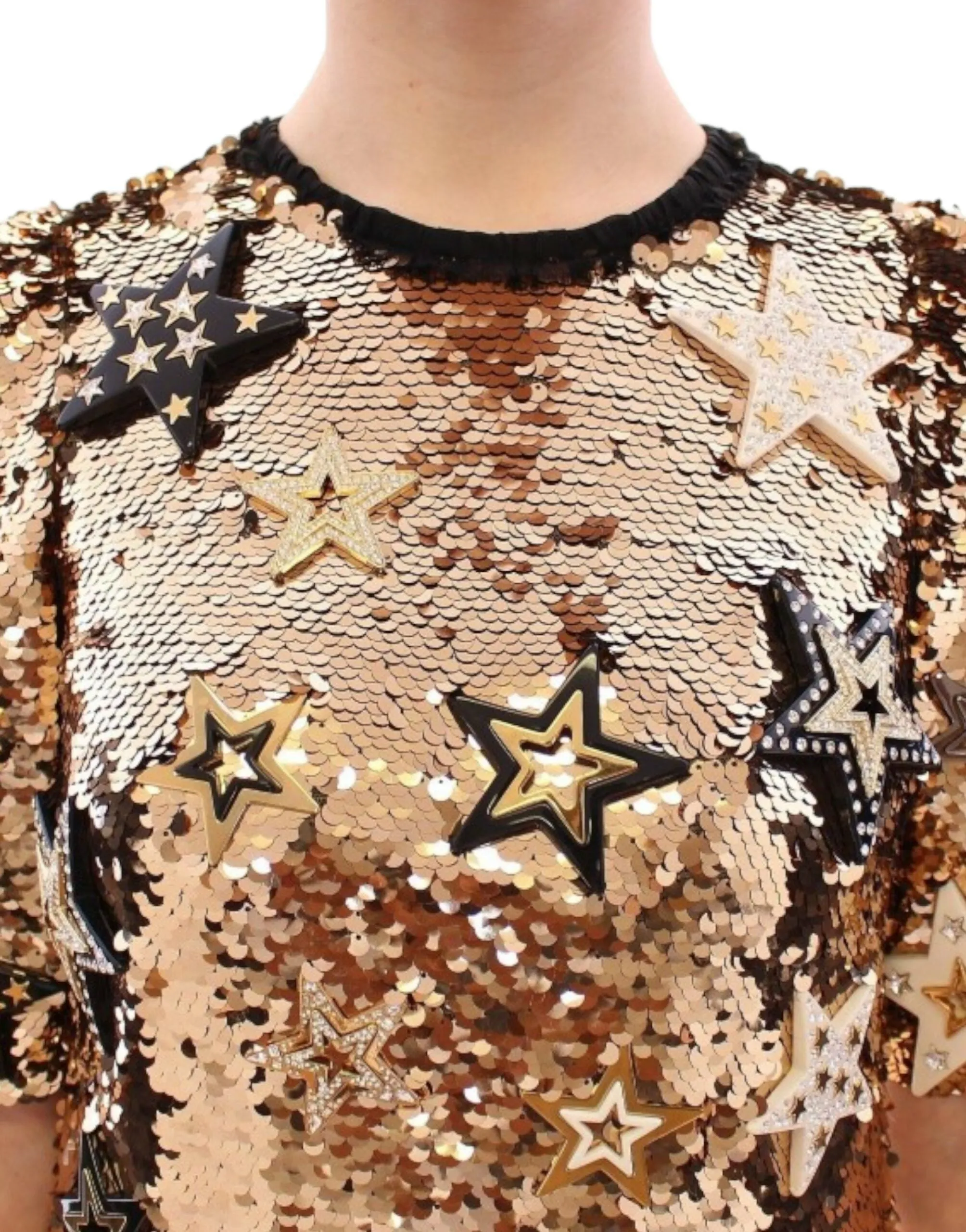 Gold Dress Big-value deals Dolce Gabbana Sequined Sheath Exquisite & Star Dual-purpose