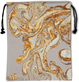 Gold Marble Gymnastics Grip Bag - Marbled Glitter Texture Abstract Gym Pouch With Adjustable String for Grips, Shoes, and Towels