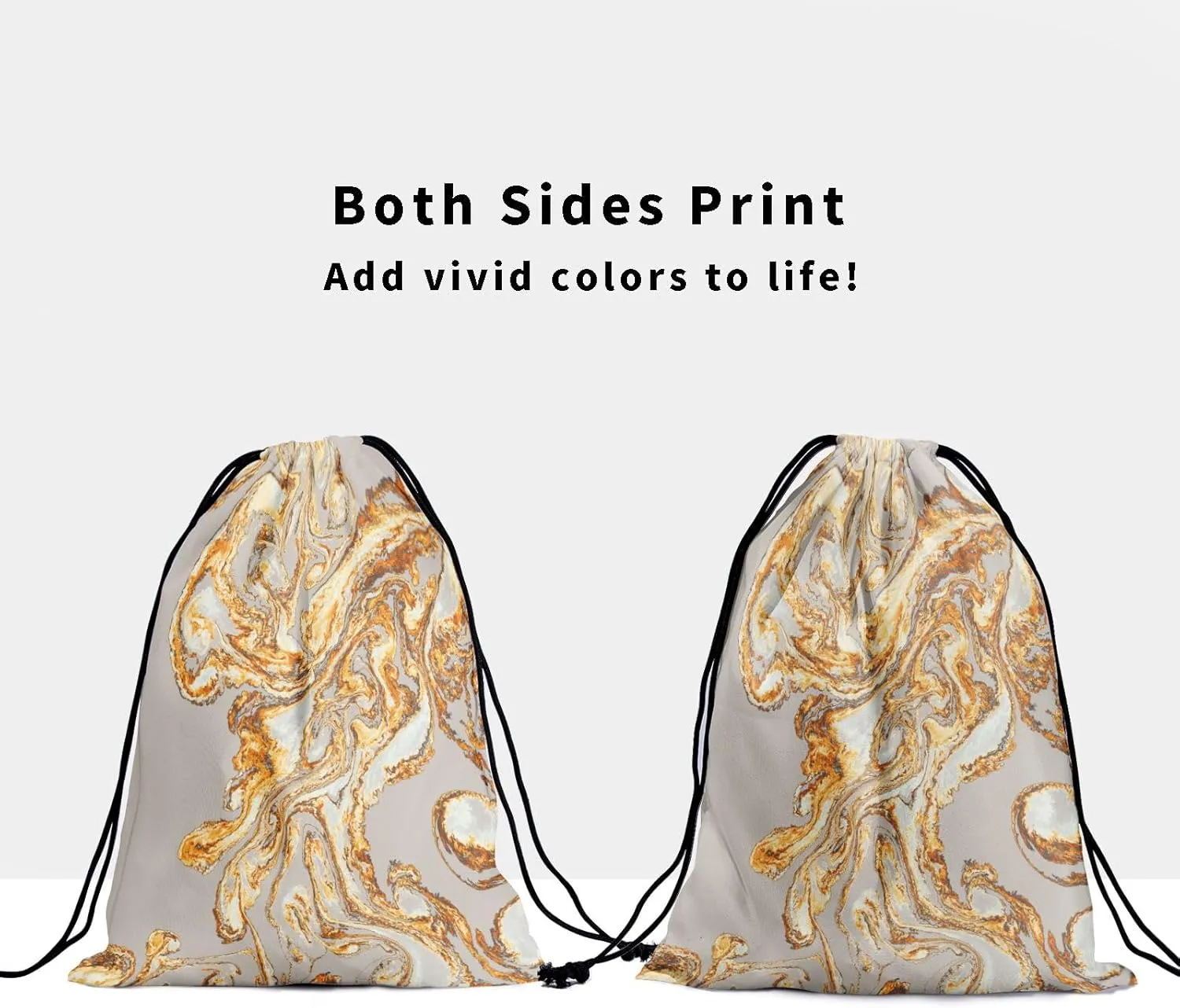 Gold Marble Gymnastics Grip Bag - Marbled Glitter Texture Abstract Gym Pouch With Adjustable String for Grips, Shoes, and Towels