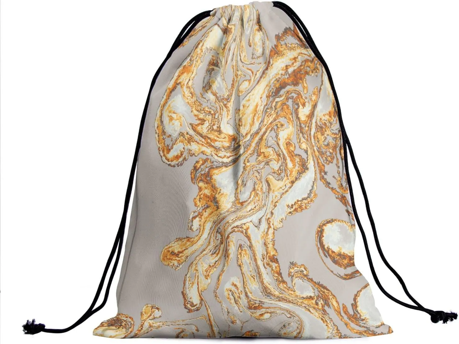 Gold Marble Gymnastics Grip Bag - Marbled Glitter Texture Abstract Gym Pouch With Adjustable String for Grips, Shoes, and Towels