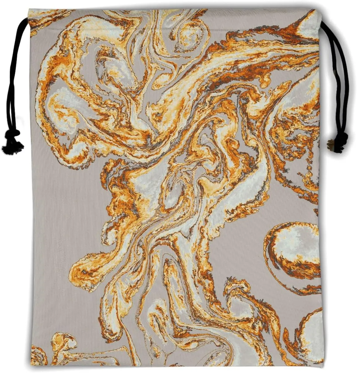 Gold Marble Gymnastics Grip Bag - Marbled Glitter Texture Abstract Gym Pouch With Adjustable String for Grips, Shoes, and Towels