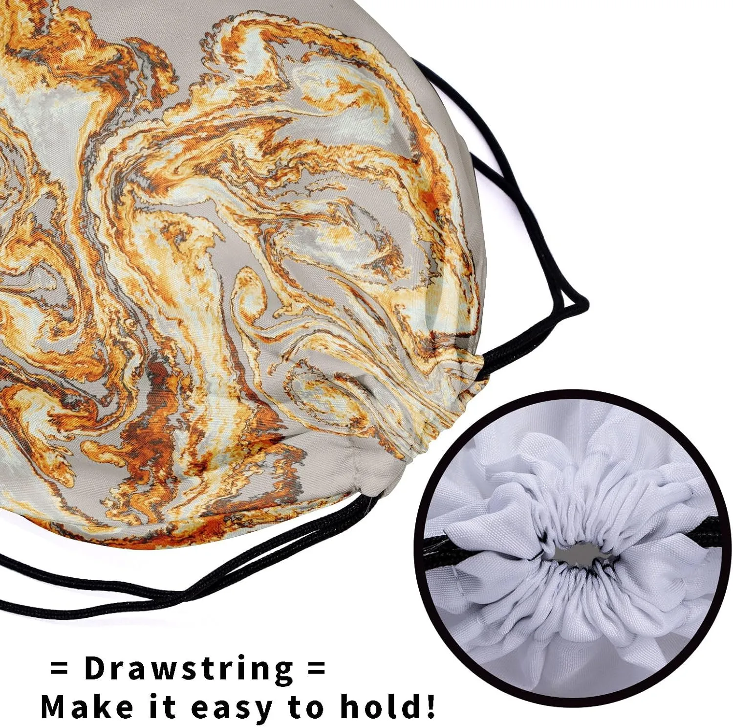 Gold Marble Gymnastics Grip Bag - Marbled Glitter Texture Abstract Gym Pouch With Adjustable String for Grips, Shoes, and Towels