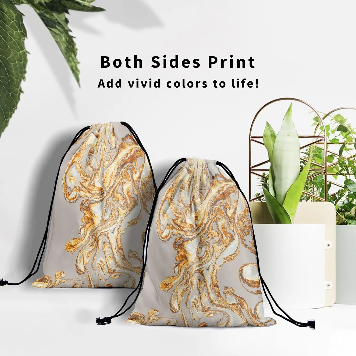 Gold Marble Gymnastics Grip Bag - Marbled Glitter Texture Abstract Gym Pouch With Adjustable String for Grips, Shoes, and Towels