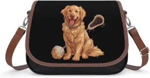 Golden Retriever Dog Lacrosse Stick Women's Small Sling Crossbody Bag Trendy Messenger Bags with Adjustable Strap for Travel