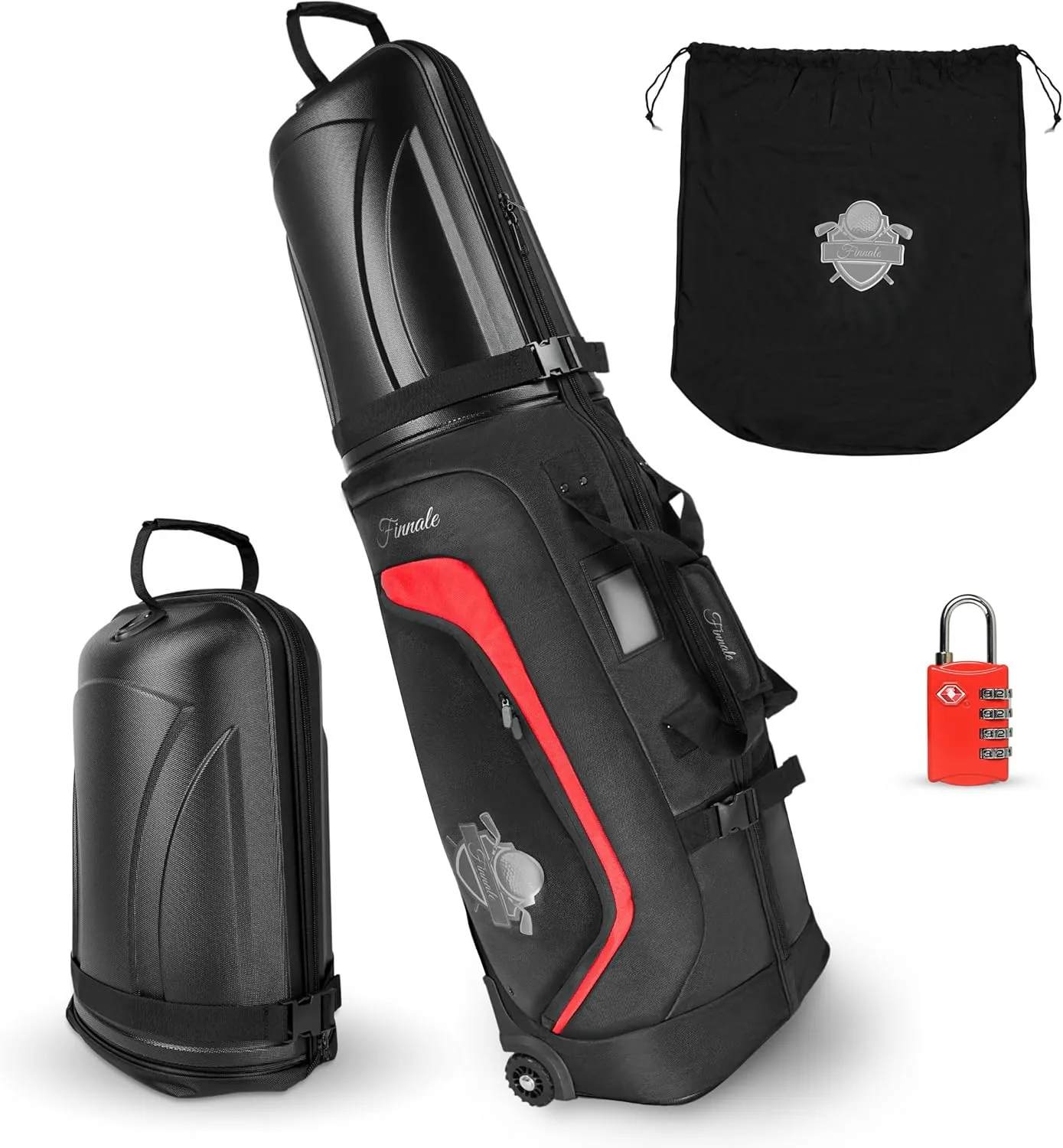 Golf Travel Bags for Airlines with Wheels, Hard Case Top, 1680D Ballistic Nylon, and Tank Wheels - TSA Lock and Dust Bag Included - Light & Easy to Maneuver Waterproof Golf Club Protection