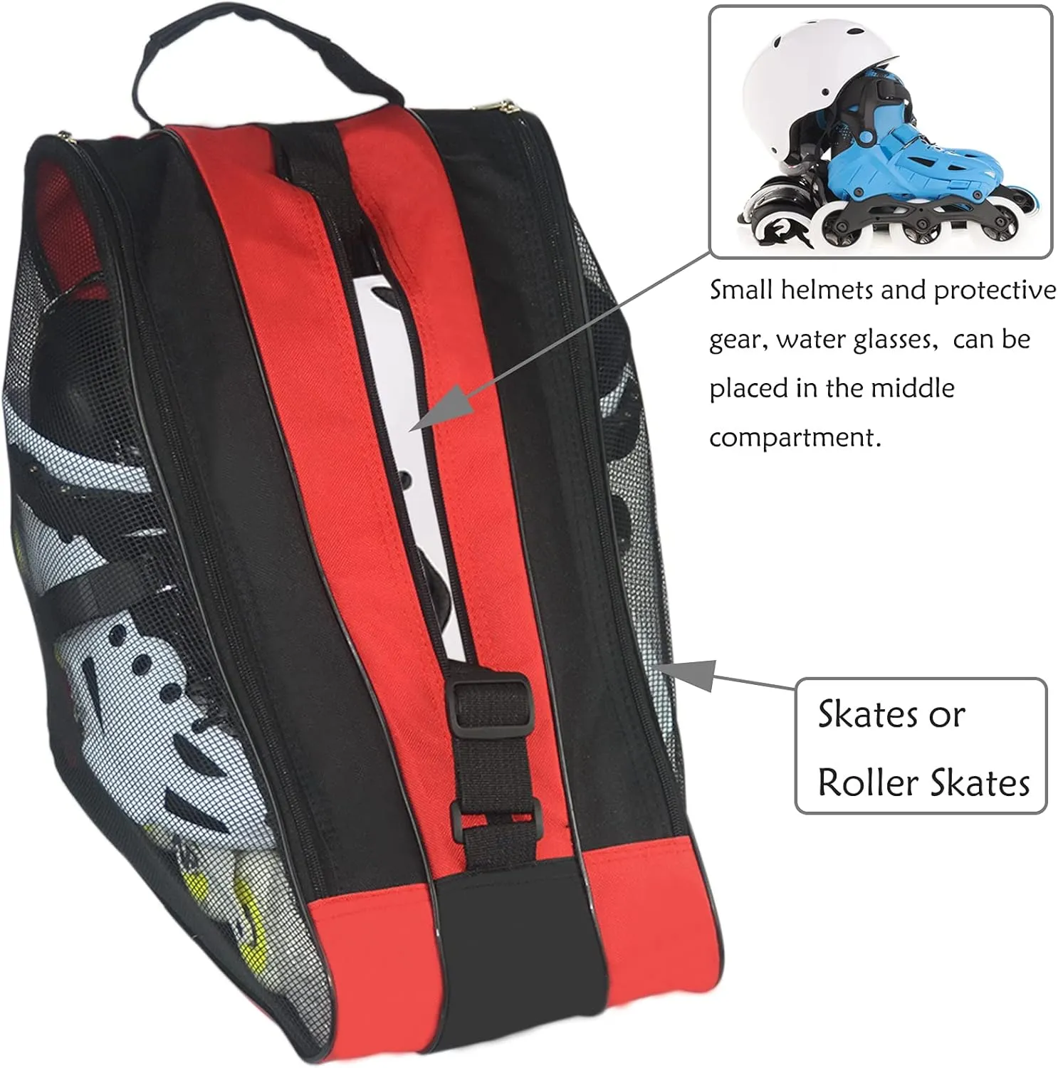 Gooyule Ice Skate Bag - Large Capacity Skating Bag Fits Quad, Inline and Most Roller Skates