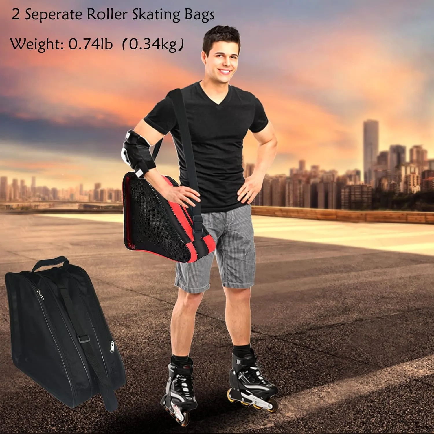 Gooyule Ice Skate Bag - Large Capacity Skating Bag Fits Quad, Inline and Most Roller Skates