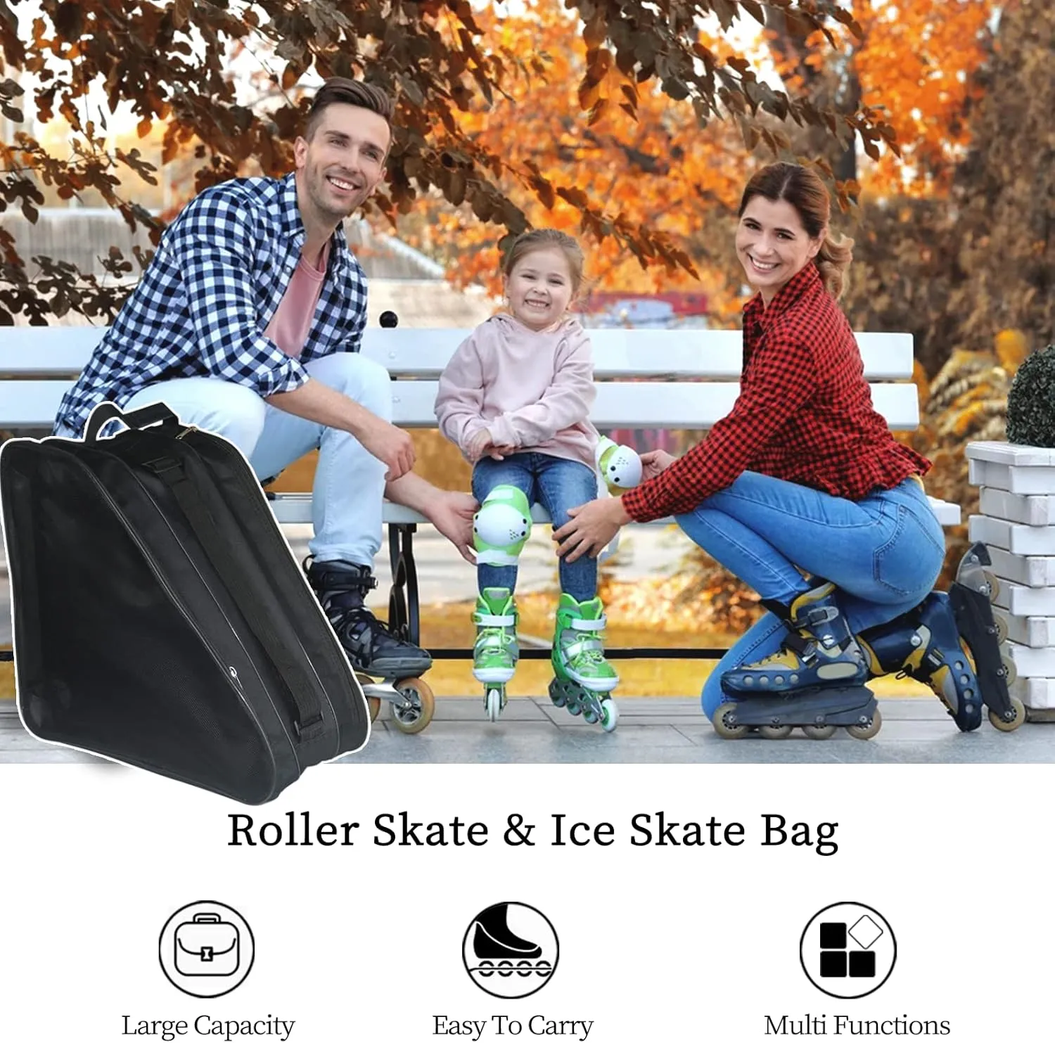 Gooyule Ice Skate Bag - Large Capacity Skating Bag Fits Quad, Inline and Most Roller Skates