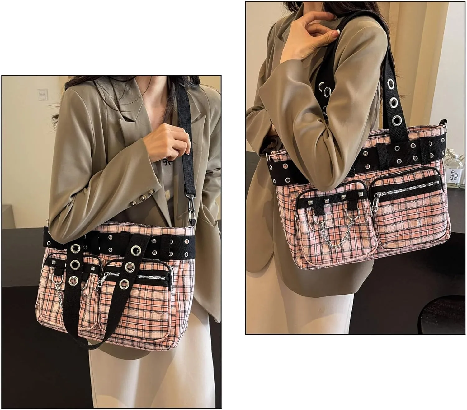 Goth Punk Crossbody Bag, Gothic Steampunk Handbag Purse for Women, Y2K Emo Hobo Satchel Shoulder Tote