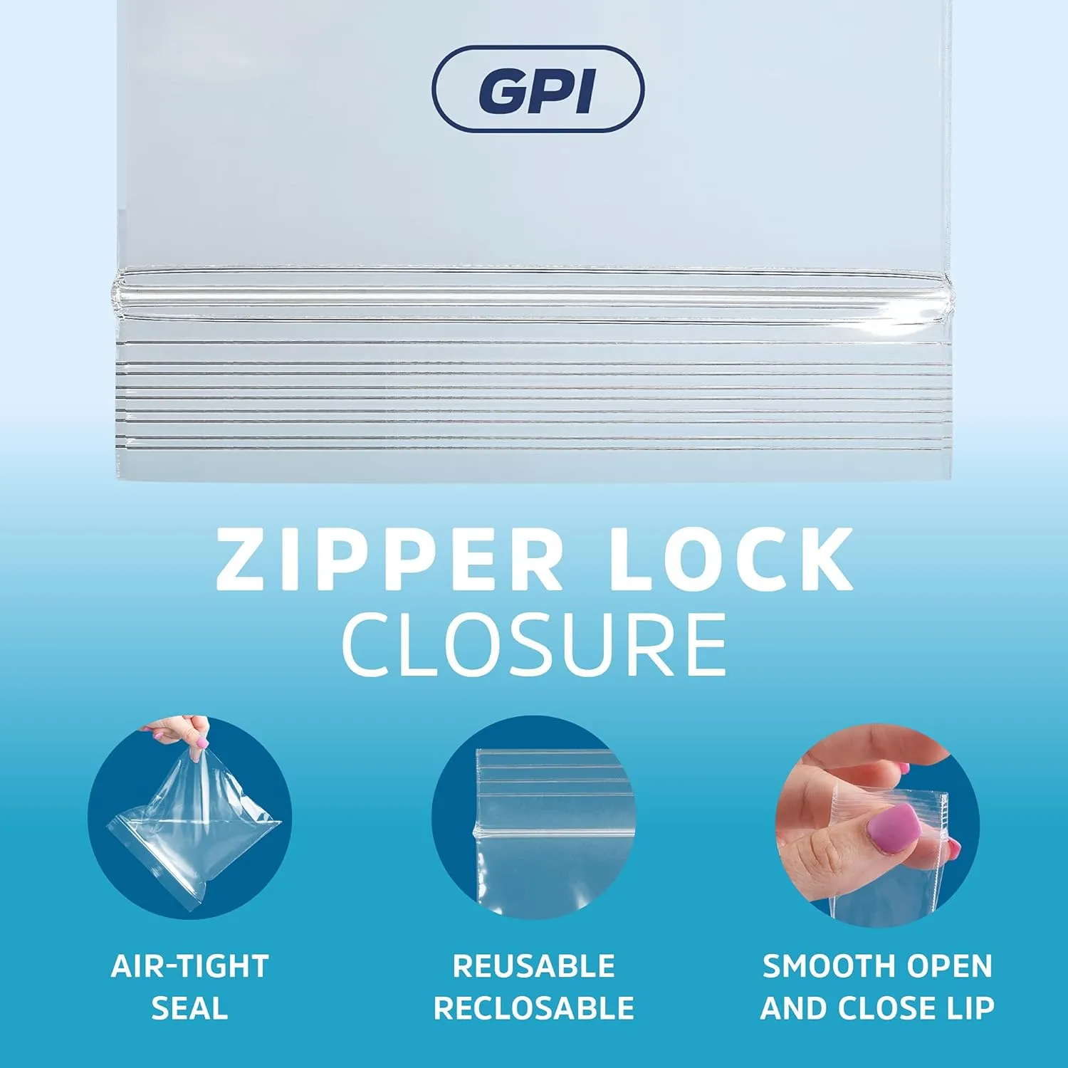 GPI - 13" x 15" - Bulk Pack of 100, 4 Mil Thick, Heavy Duty, Clear Plastic Reclosable Freezer Zip Bags, Strong & Durable Poly Baggies with Resealable Zipper Top Lock.