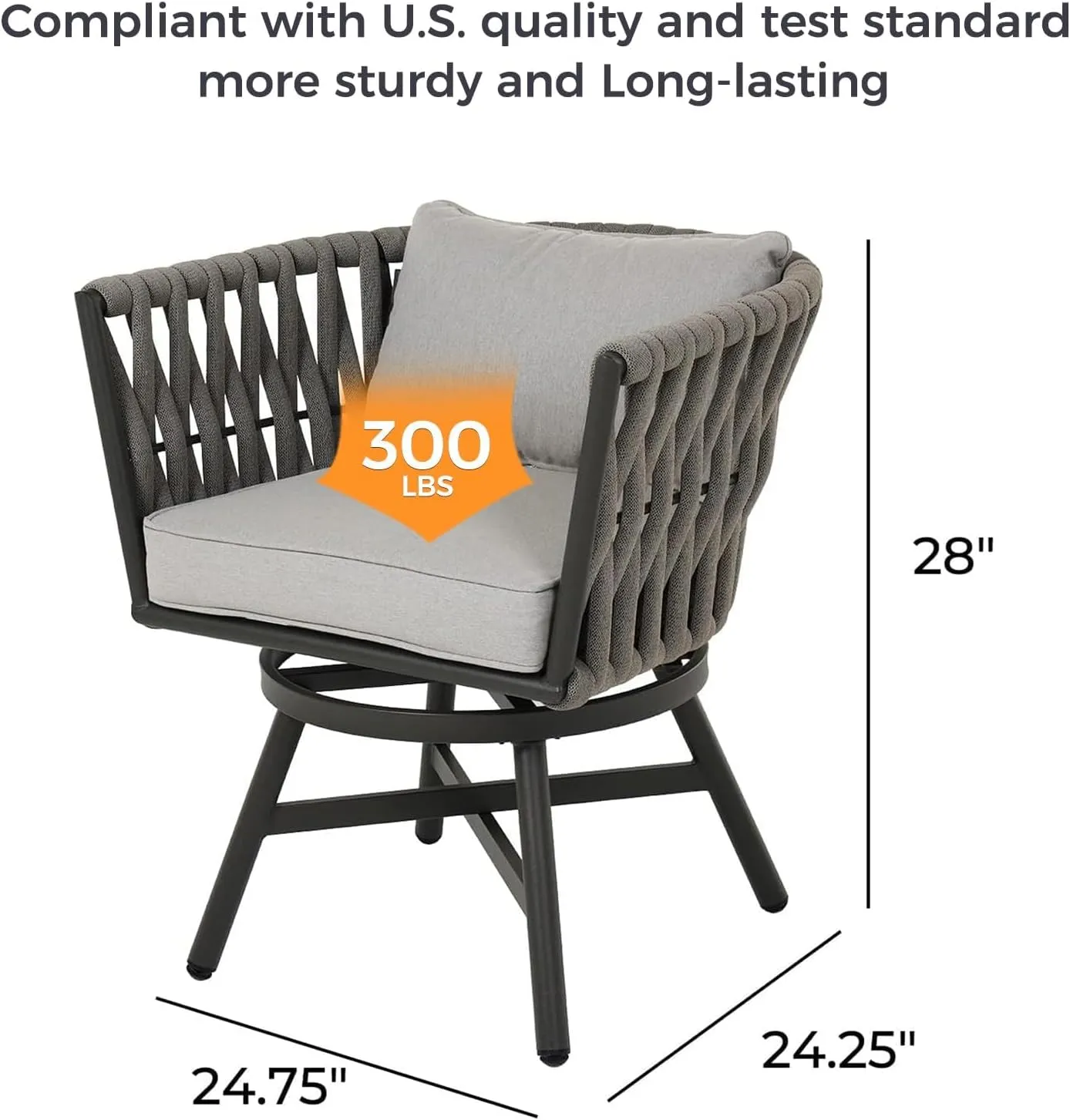 Grand patio 9-Piece Outdoor Dining Set for 8, Patio Dining Furniture Set for 8 Swivel Rope Wicker Chairs & 1 Expandable Rectangular Dining Table, Grey
