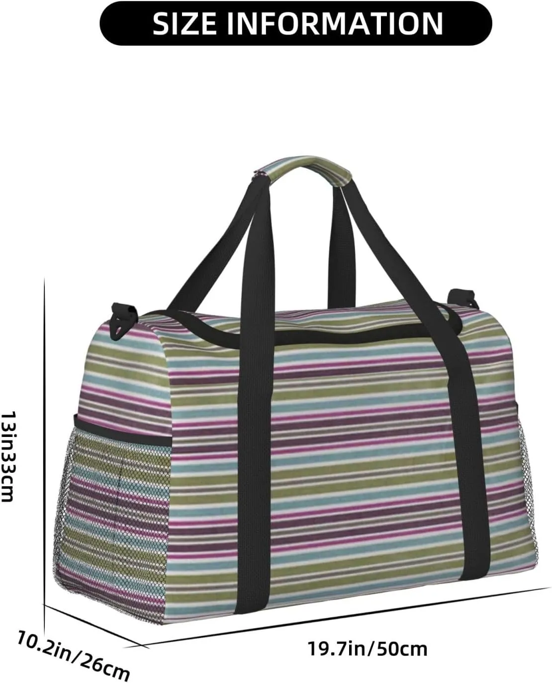 Gray Blue Stripes Travel Duffel Bag Large Foldable Waterproof Overnight Bag For Beach Swim Bags Pool Sports Gym