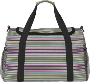 Gray Blue Stripes Travel Duffel Bag Large Foldable Waterproof Overnight Bag For Beach Swim Bags Pool Sports Gym