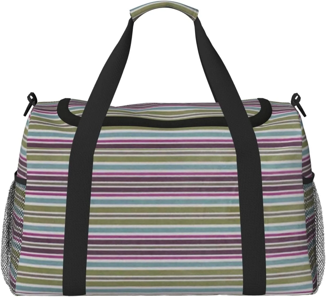 Gray Blue Stripes Travel Duffel Bag Large Foldable Waterproof Overnight Bag For Beach Swim Bags Pool Sports Gym