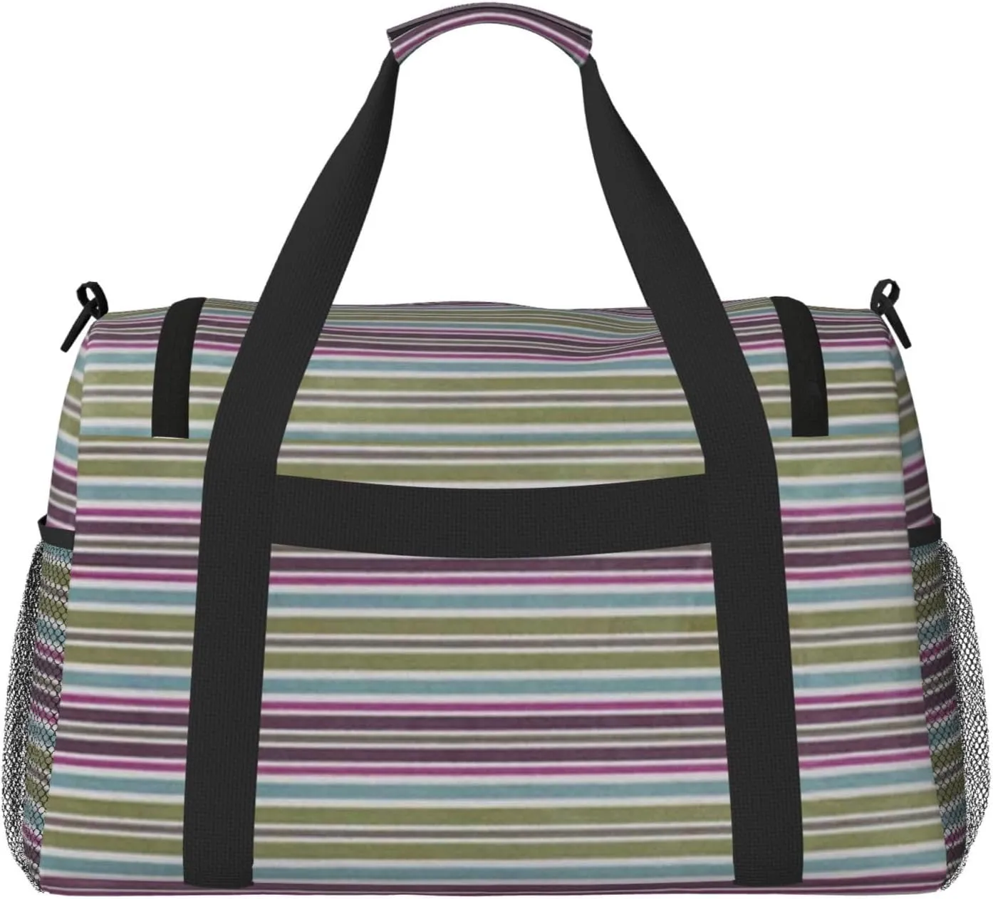 Gray Blue Stripes Travel Duffel Bag Large Foldable Waterproof Overnight Bag For Beach Swim Bags Pool Sports Gym