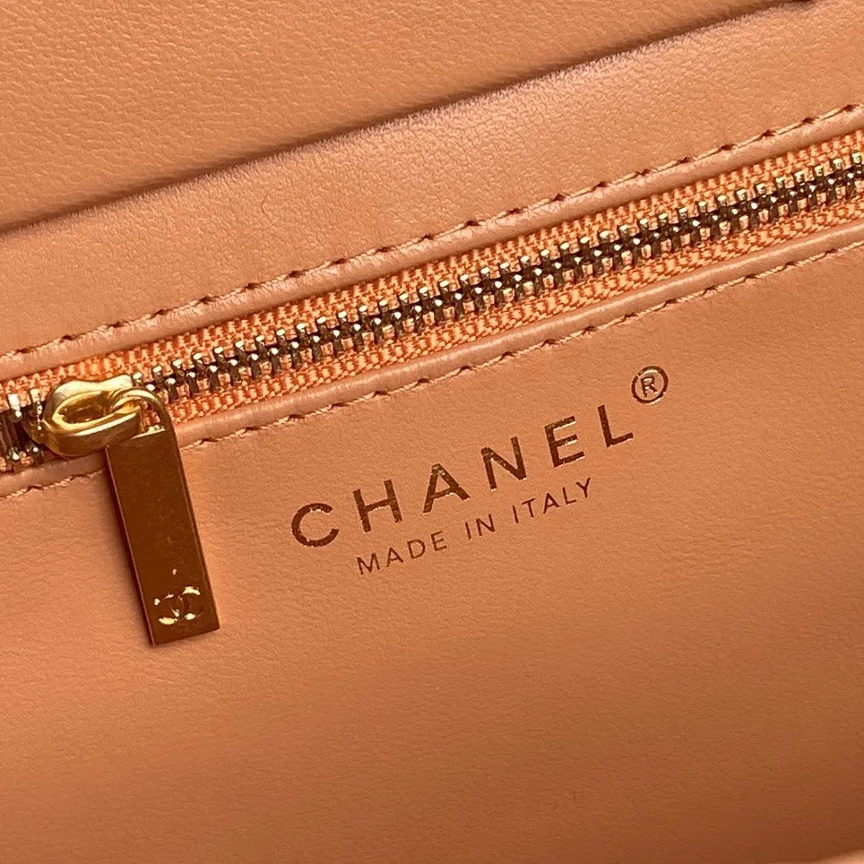 Great savings Bag Brown 32cm Gold CHANEL Hardware Calfskin Secure packaging 24K Shopping