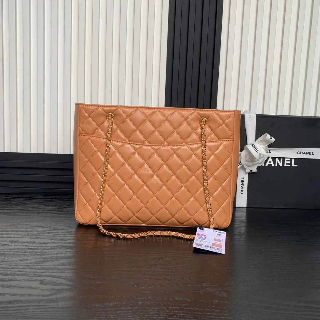 Great savings Bag Brown 32cm Gold CHANEL Hardware Calfskin Secure packaging 24K Shopping