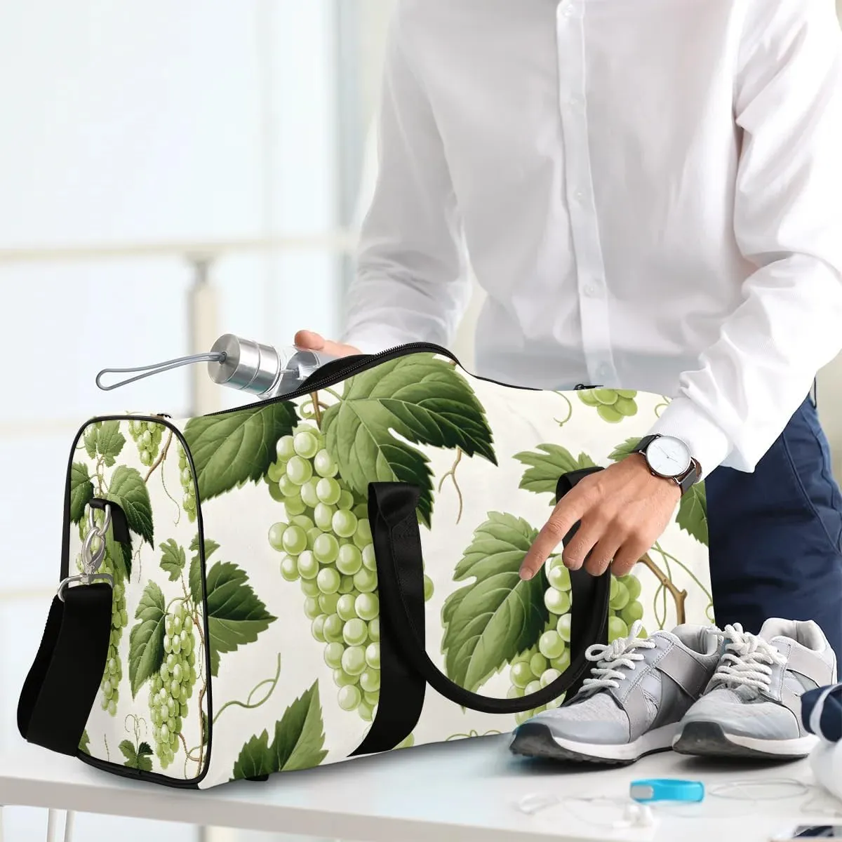 Green Grape Foldable Lightweight Duffle Bag for Travel - Waterproof Carry On Bags for Airplanes, Travel Duffel Bags for Gym, Weekend