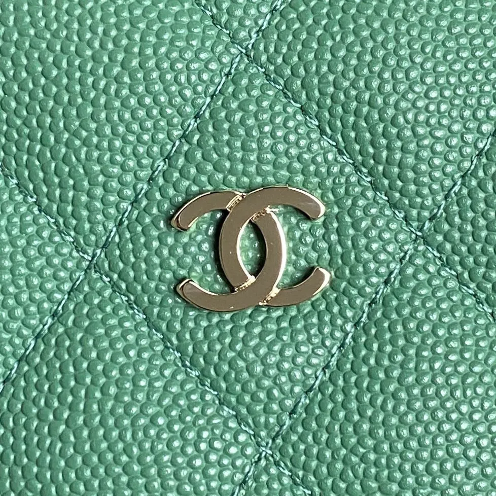 Green Handle 21.5cm Calfskin Unique collection Bag Grained CHANEL Hobo Dark Top 25C Stylish