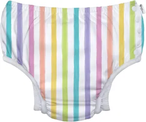 Green Sprouts Girls' Reusable Absorbent Baby Swim Diapers, Rainbow Stripe, 18 Month