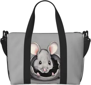 Grey rat Women's Hand-held Crossbody Travel Bag, Casual Handbag with Zipper, Suitable for Work, Travel, Fitness, Travel