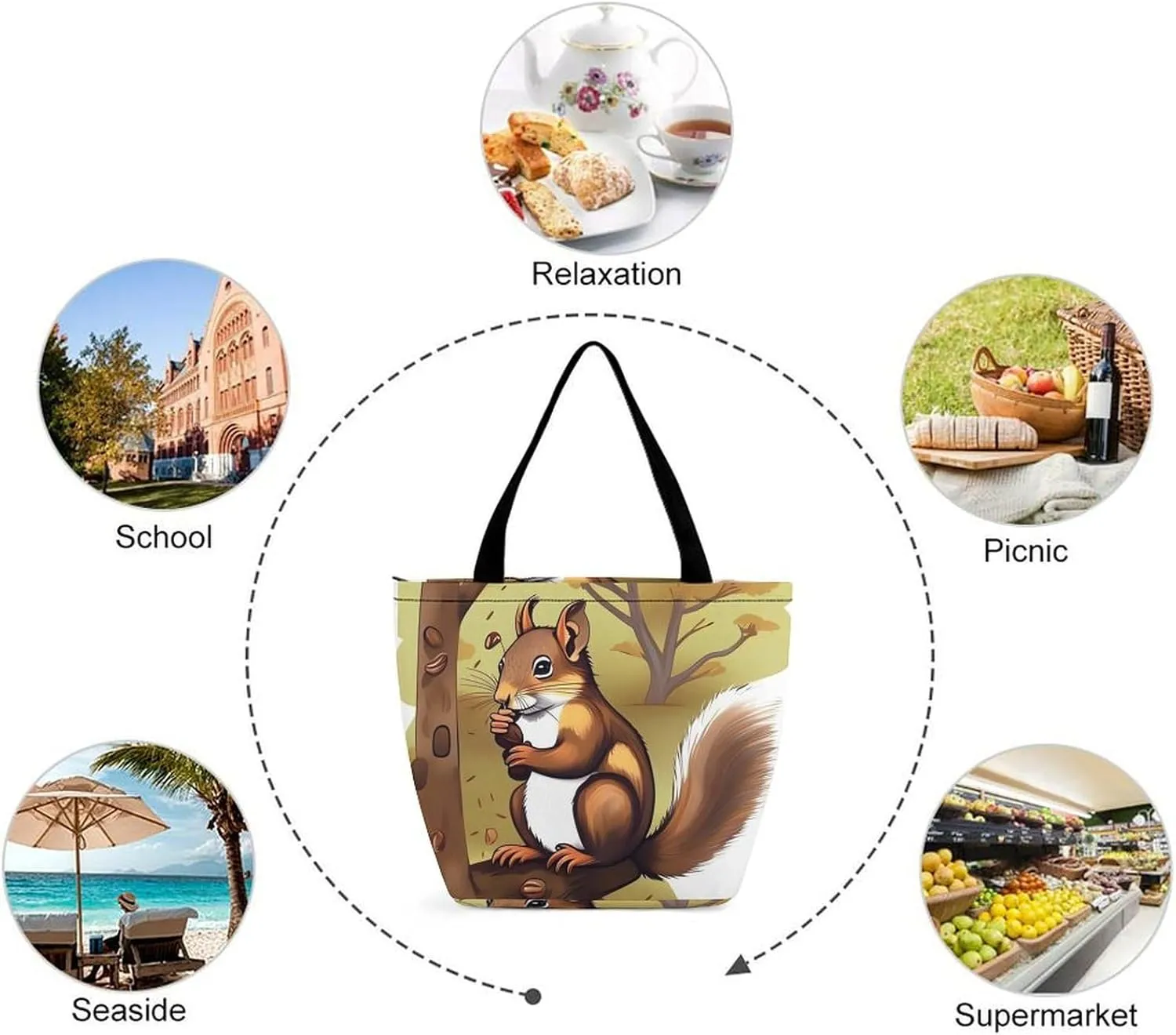Grocery Bag Reusable Tote Bag Foldable Pug Shopping Bag Handbag Washable Shoulder Bag for Travel