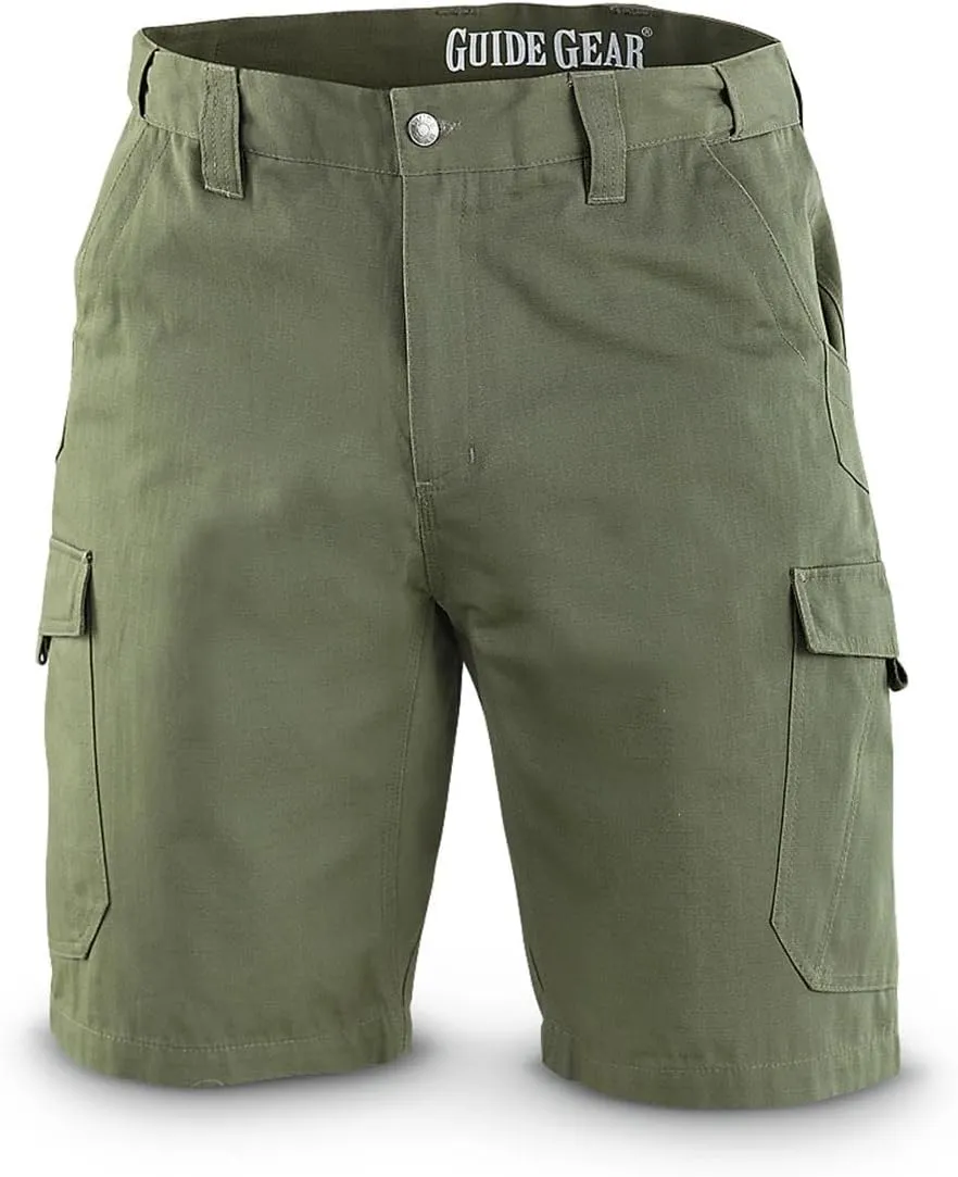 Guide Gear Mens Cargo Shorts Heavy Duty Cotton Ripstop - for Casual, Hiking, Summer