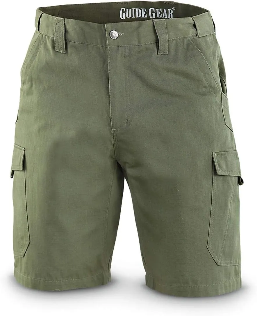 Guide Gear Mens Cargo Shorts Heavy Duty Cotton Ripstop - for Casual, Hiking, Summer