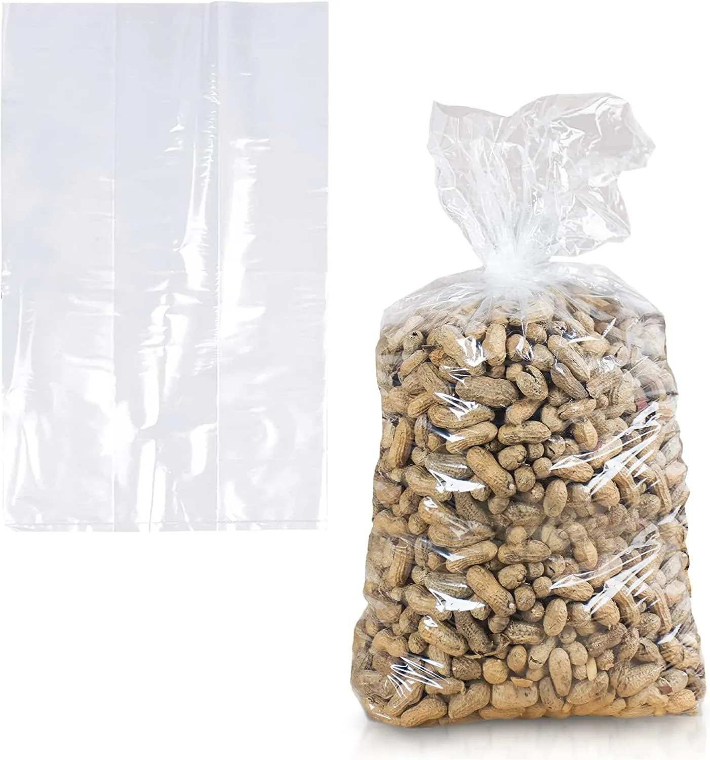 Gusseted Plastic Poly Bag - 5 x 4 x 24 (100 Bags) 1Mil | Heat Sealable | Durable Open Top Clear Plastic Bags for Party Favor, Cookie, Candy, Small Gift Wrapping, Dessert