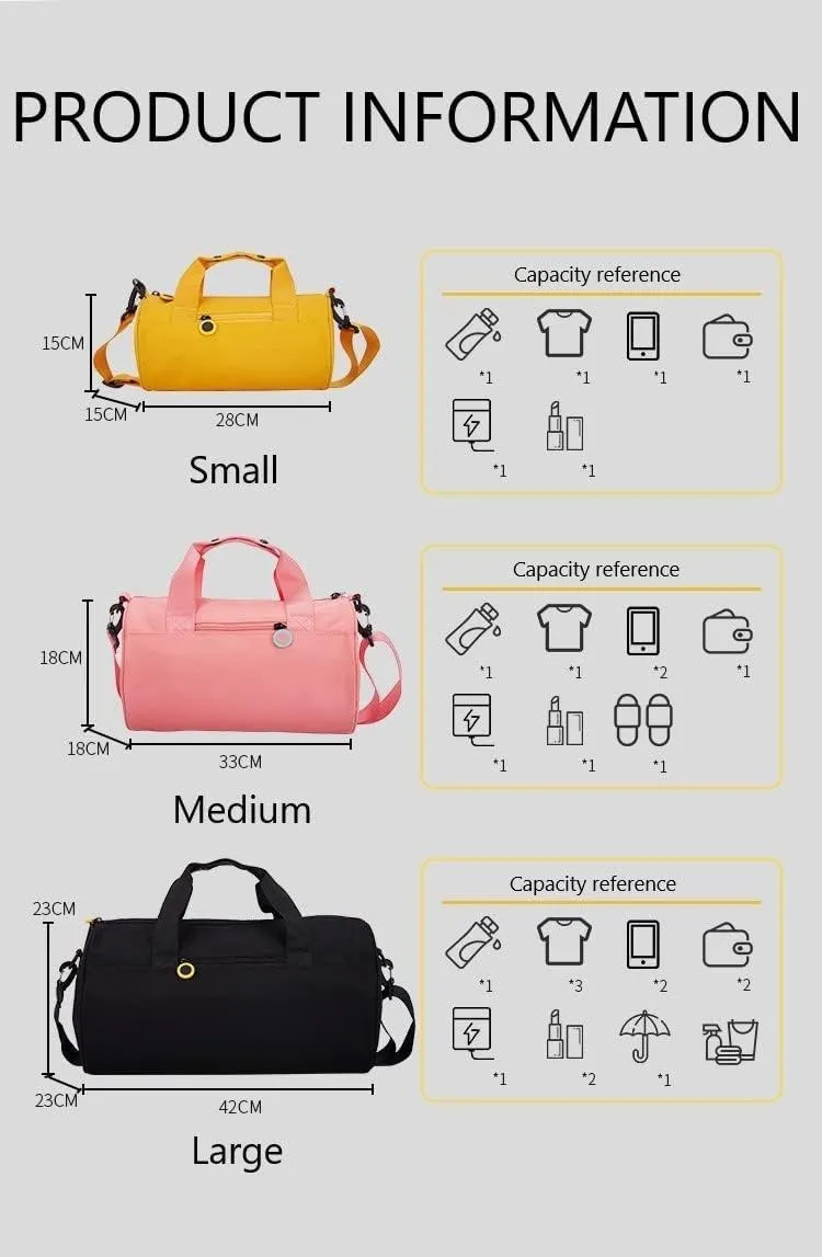 Gym Bag for Women, Waterproof Travel Bag with Wet Clothes Compartments and Adjustable Strap, Small Duffel Bag for Sports, Gyms and Weekend Getaway - Cyan