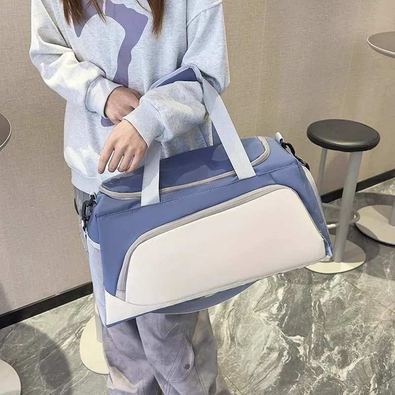 Gym Bag for Women with Shoe Compartment, Travel Duffle Bag Weekender Bag Overnight Bag Carry on Bag Gym Tote Bag for Swimming Yoga Hospital Holdalls (Blue Powder)