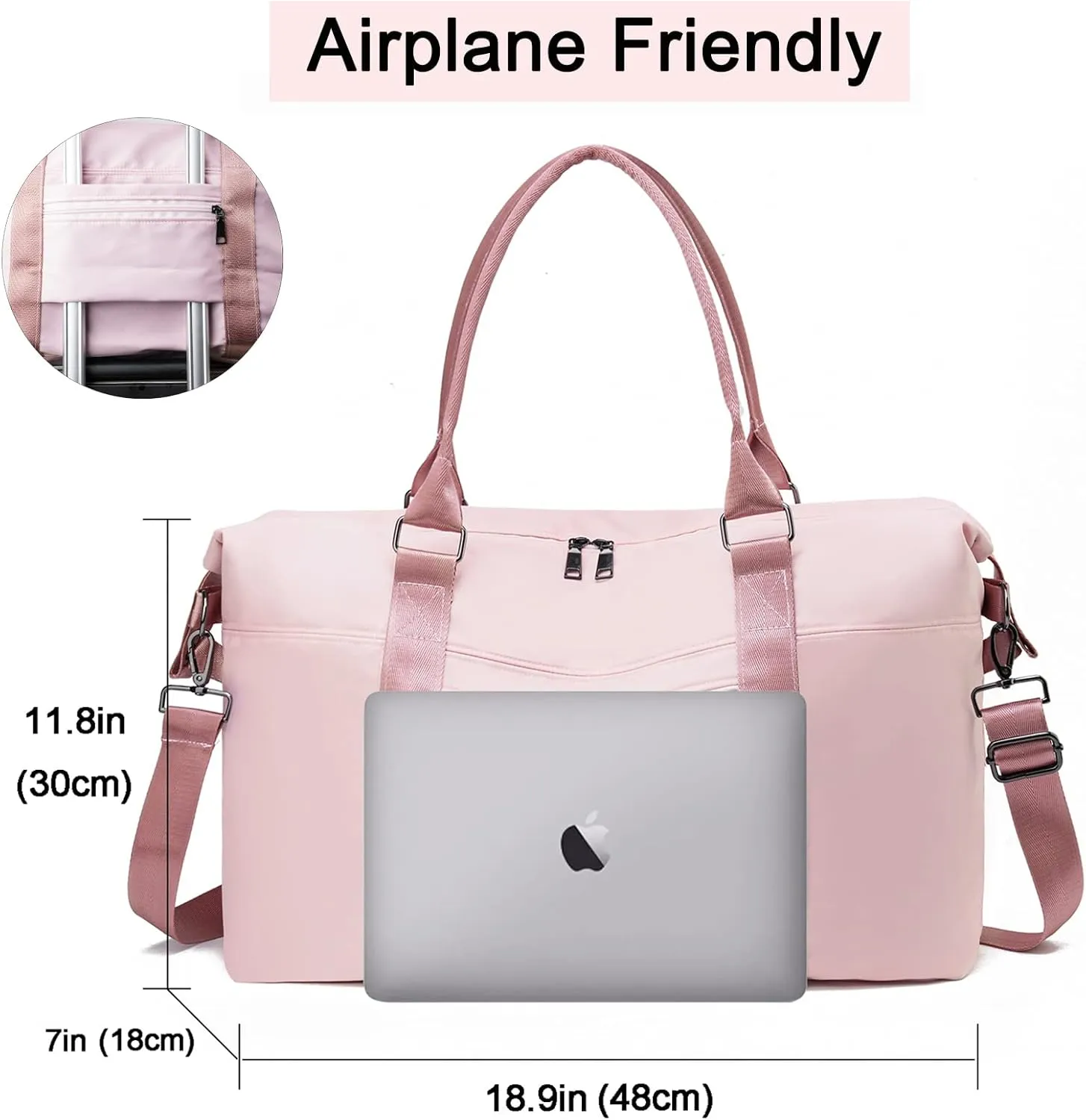 Gym Bag with Wet Pocket, Foldable Travel Duffle Bag Carry On Weekender Bags for Women, Waterproof Overnight Bag for Travel, Gym, Yoga