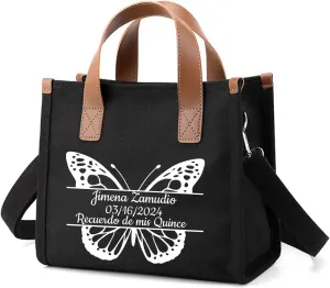 GZLDGIFTS Personalized Womens Tote HandBag Adjustable Shopping Cloth Fashion Birthday Wedding Custom Initials Gift