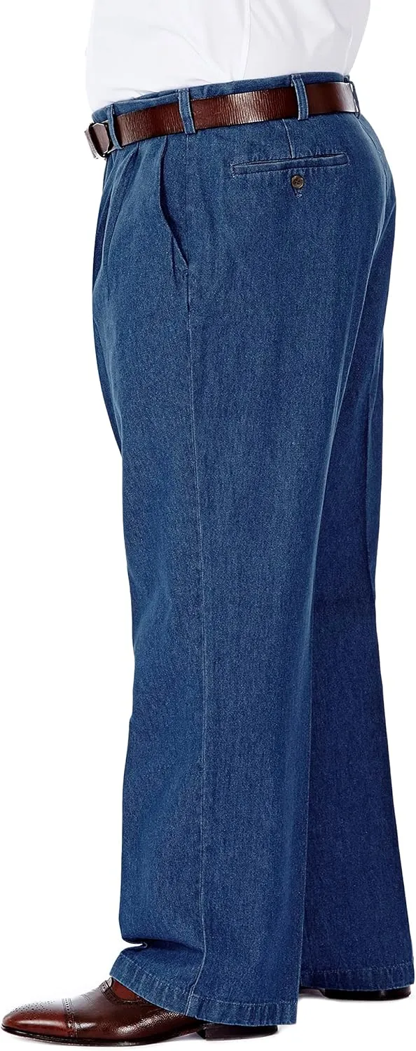 Haggar Men's Casual Classic Fit Denim Trouser Pant-Regular and Big & Tall Sizes